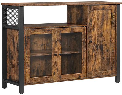 Vasagle Sideboard mit 3 Türen Holz, Stahl,110x33x75cm(LxBxH),Traglast ver