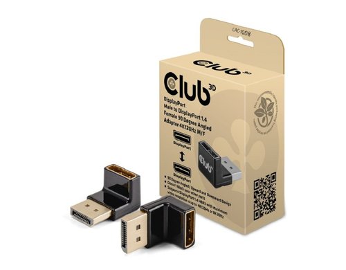Club 3D, DP Stecker auf DP Buchse gewinkelt Adapter 4K120Hz M/F