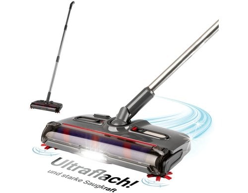 CLEANmaxx Akku-Besen mit Licht 3,7V grau USB-C, 15W, Abknicknbarer Kopf, 60min