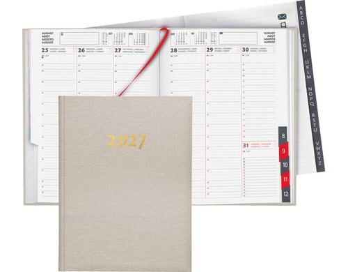 Biella Geschäftsagenda 2027 Orario beige 17.8 x 23.5 cm, 144 Seiten,  1 Wo auf 2 S.