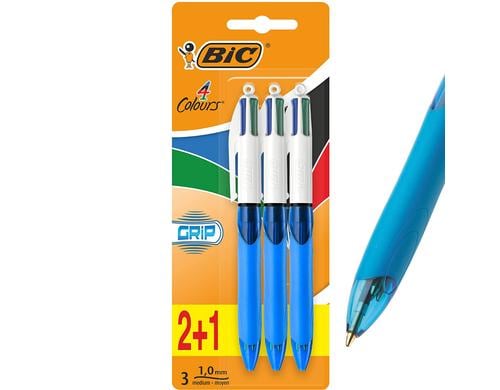 Bic 4 Colours Original Kugelschreiber blau, 3 Stk.