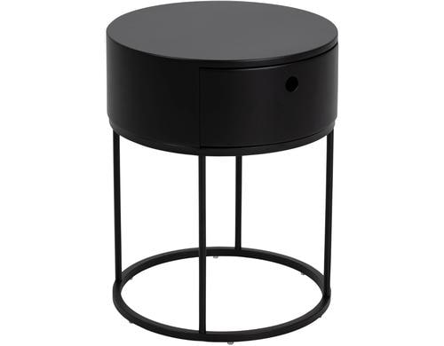 AC Design Nachttisch Polo Stahl/MDF, Ø40 x 51cm, Schwarz