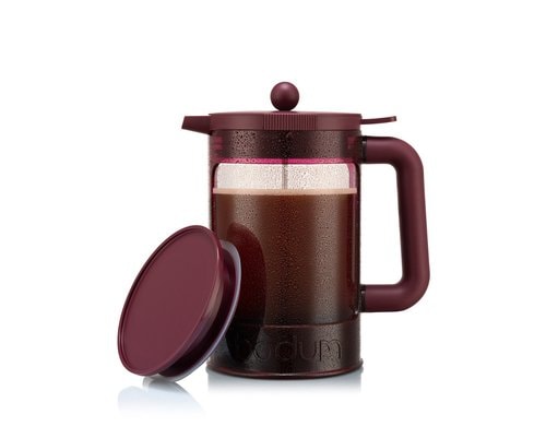 Bodum Bean Set Kaffeezubereiter Hot&Cold 12 Tassen, mit Deckel, Cranberry, 1.5L