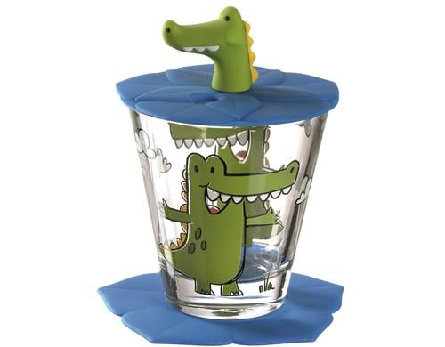 Leonardo Glas Bambini Krokodil 3-teilig, D: 6cm, Glas/Silikon