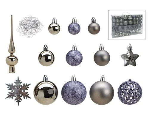 G. Wurm Weihnachtskugeln-Set 111er Ø 3/4/6 cm, grau