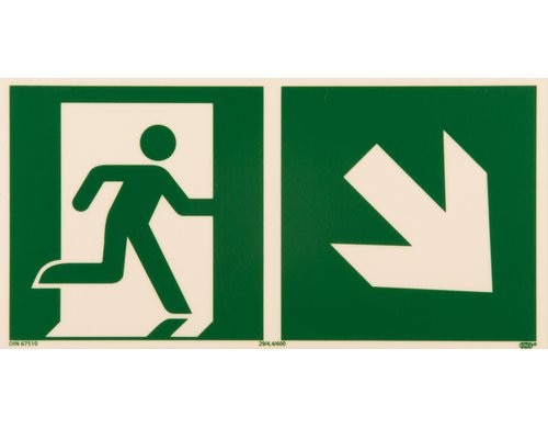 P.R.O. Rettungsweg rechts abwärts Piktogramm 150x300 mm