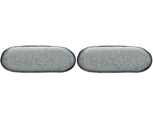 Leonardo Servierplatte Matera 32x18cm grau 2 Stk., Keramik, 32x18x2cm