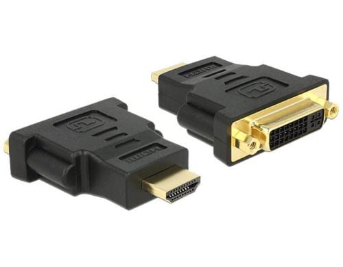 Adapter HDMI Stecker auf DVI-I Buchse Duallink 24+5, schwarz, vergoldet, 4K/30Hz