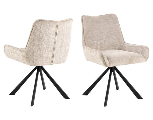 AC Design Esszimmerstuhl Eddie 2 Stück Stahl/Textil, Beige