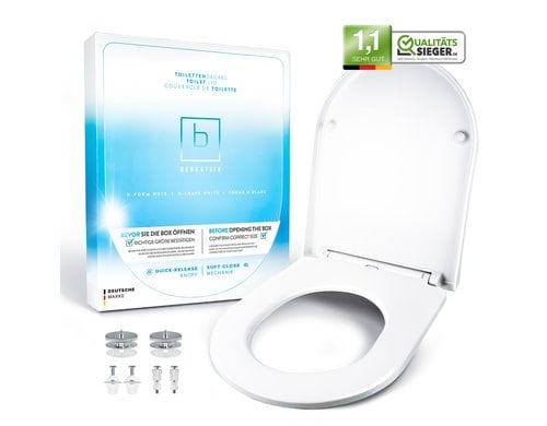 Benkstein WC-Sitz D-Form Toilettensitz, Scharnierbreite 130-185mm