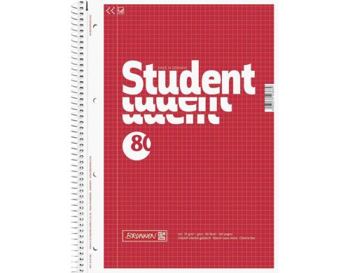 Brunnen Collegeblock 70g/qm, A4+, 80 Seiten, kariert, rot