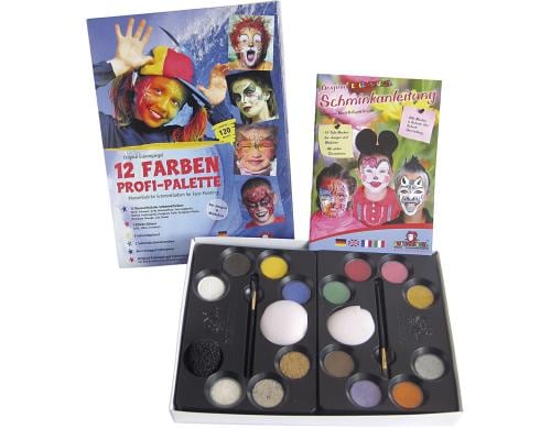 Eulenspiegel Schminkset Kinderschminken 12 x 3.5 ml, Pinsel, Schminkschämme