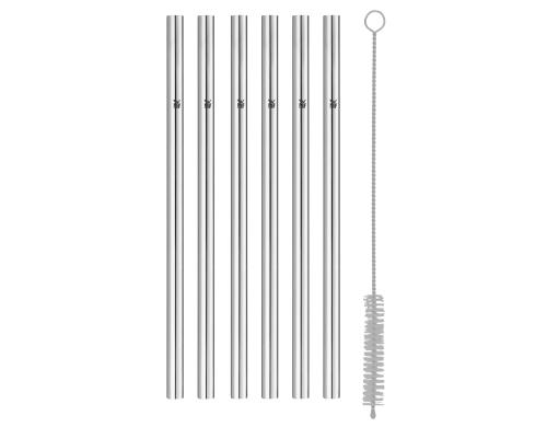 WMF Trinkhalm Baric 6tlg 18cm gerade, Edelstahl, inkl. Reinigungsbürste