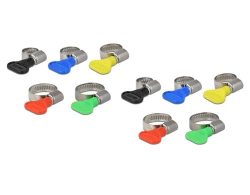 Delock Schlauchschellen, Bunt, 10 Stück Diverse Grössen, Edelstahl, Kunststoff