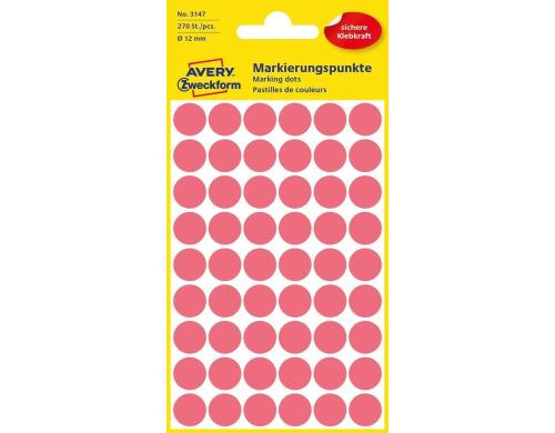 Avery Zweckform Markierungspunkte leuchtrot Durchmesser 12mm, 5 Bogen/270 Etiketten