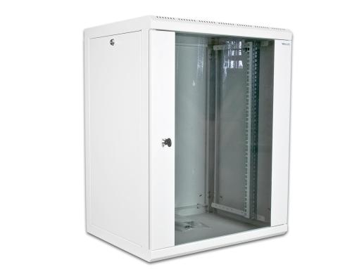 WIREWIN 19 Wandschrank, 12HE 1-teilig, grau, mit abnehmbaren Türen