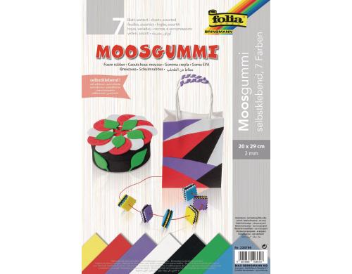 Folia Moosgummi Basic selbstklebend, 7 Bogen, 20 x 29 cm