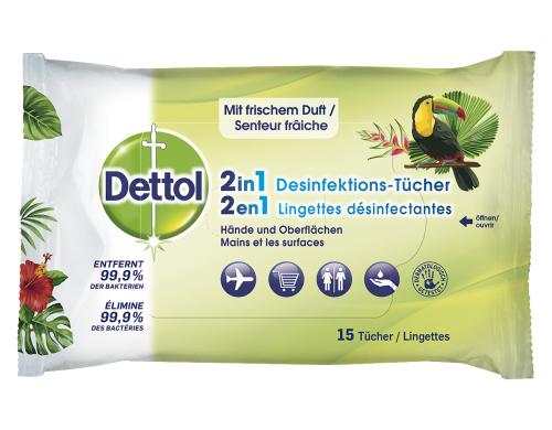 Dettol 2in1 Desinfektions-Tücher HAND+FLÄc 15 Stk.