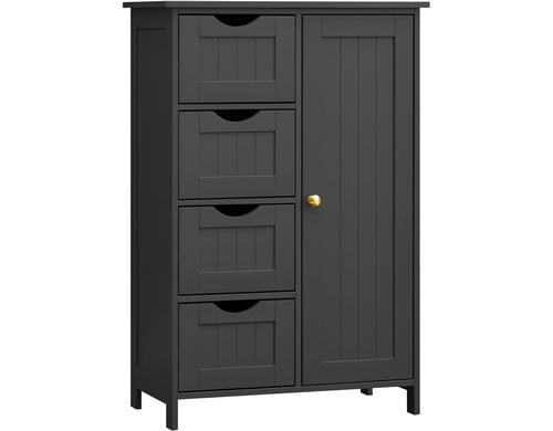 Vasagle Kommode Landhausstil, Schwarz 55x30x81 cm (LxBxH), Holz