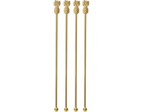 Paderno Cocktail Rührer Set Annanas gold 4er Set, 21.5cm, Edelstahll rostfrei