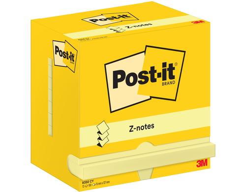 3M Post-it Haftnotizen Z-Notes, gelb 12 Blöcke à 100 Blatt, 76 x 127 mm