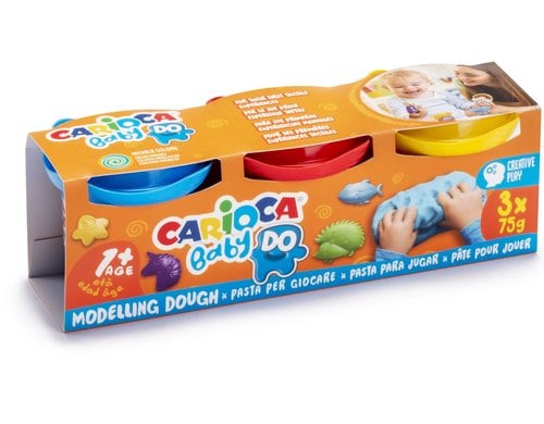 Carioca Baby Do Modellierknete 3-Set 3x75g, Deckel ist Mulde zum Formen