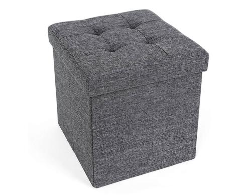 Songmics Hocker mit Stauraum, Dunkelgrau 38 x 38 x 38 cm,Traglast 300kg,Leinenstoff