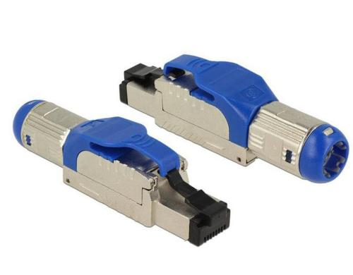 Delock Feldkonfektionierbarer RJ45 Stecker KAT8, geschirmt, toolless, Metall