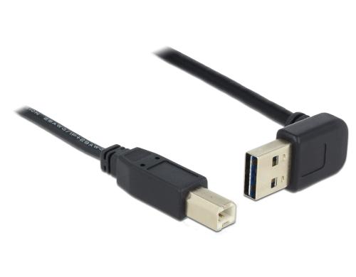 USB2.0-Kabel Easy A-B: 0.5m, schwarz A Stecker nach oben oder unten gewinkelt