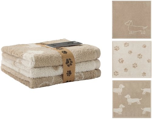 Cawö Seiflappen WE Love Dogs Mix (3er Pack), 30x30, Beige