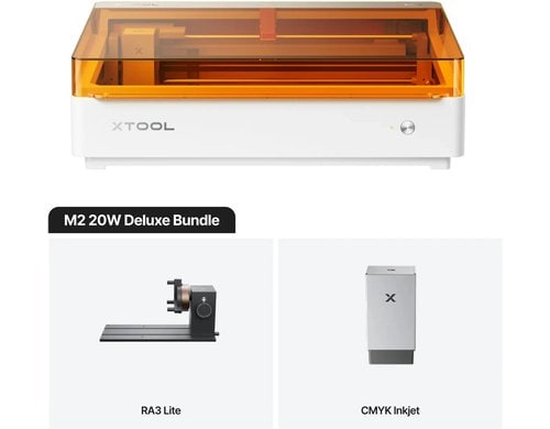xTool M2 20W Lasergravierer Deluxe Set CMYK-Drucker und RA3 Lite