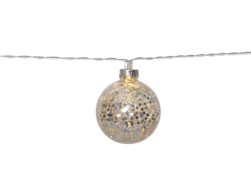 Star Trading LED Lichterkette Glitter Silbe Batt 2xAA, Timer 6/18h L: 1.35m
