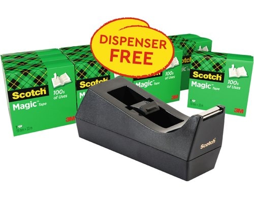 3M Scotch Magic Pultabroller schwarz Abroller schwarz + 12 Rollen 19 mm x 33 m