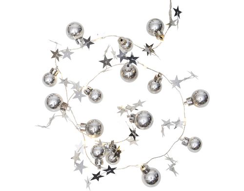 Star Trading LED Lichterkette Stern silber 10 LED, Bat: 3xAA m Timer, Zul 50cm L:90cm