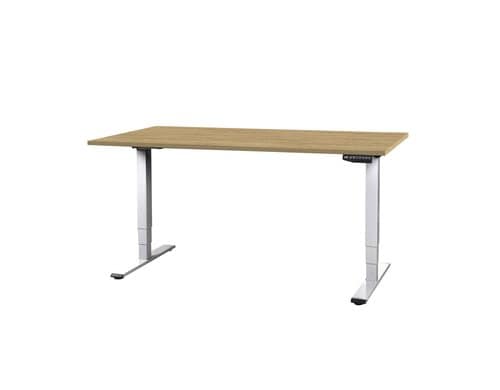 Contini Tisch höhenverstellbar Eiche Tischplatte 2.0x 0.9 m, Gestell weiss