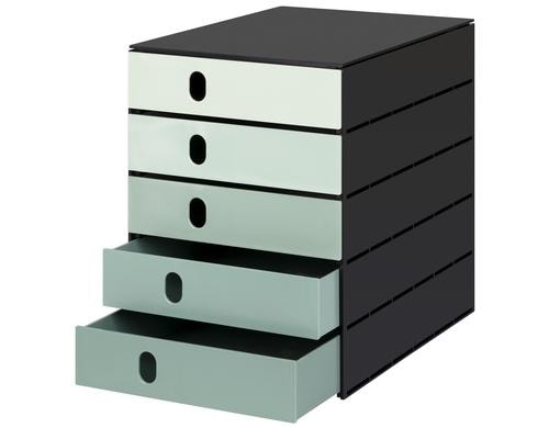 Styro Schubladenbox styroval pro color flow 5 Schubladen, grün / schwarz