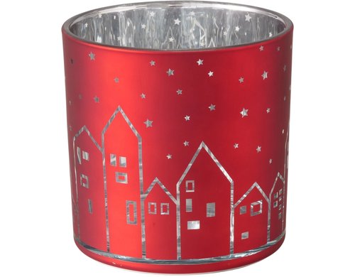 Boltze Windlicht Little Town Glas, 15x15cm