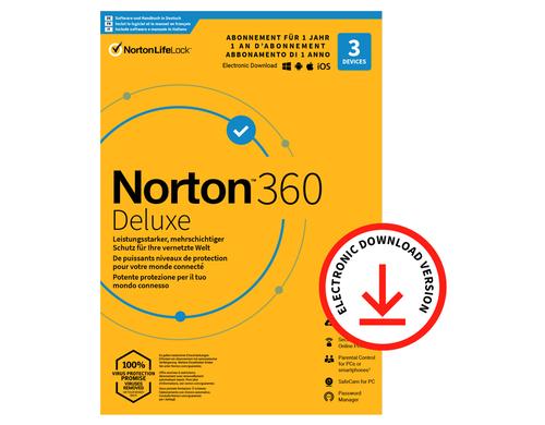 Norton 360 Deluxe Non-Subscription ESD, Vollversion, 3 PC, 1J, 25GB