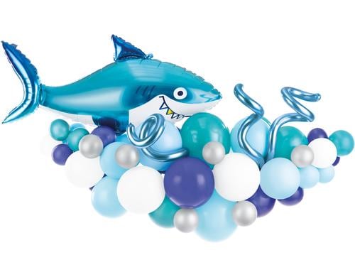 Partydeco Ballon Girlande Hai blau 150 x 95 cm, 15-teilig