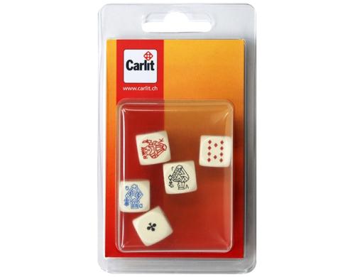 5 Pokerwürfel 16mm mit Regel Alter: 3+,