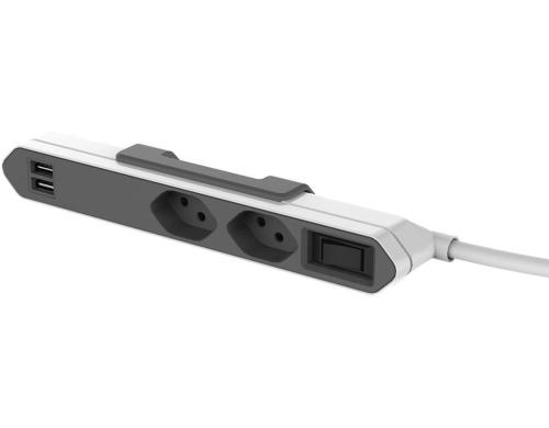 Allocacoc Steckdosenleiste PowerBar 2xT13 2x USB, Ein-/ausschalter, Überlastschutz