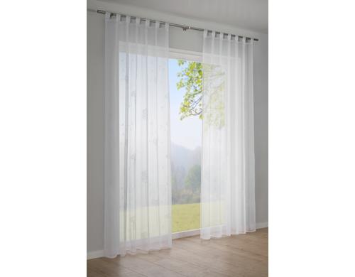 Gardinia Tagvorhang Voile-Flock, Weiss 140 x 245 cm, 100% Polyester, Schlaufen