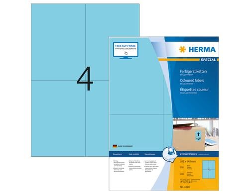 Herma Universaletiketten 4398 A4, 400 Etiketten, 105x148 mm,  blau