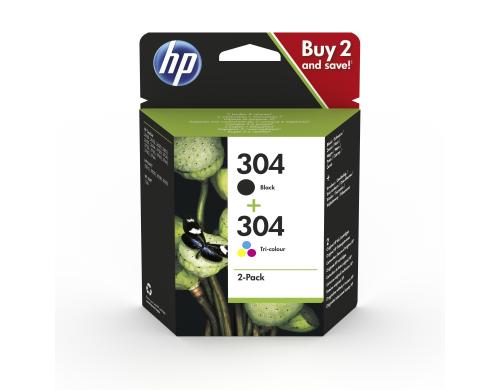 HP Combopack Nr.304 - Black + CMY (3JB05AE) 4ml / 2ml,  Kapazität ~ 120 / 100 Seiten