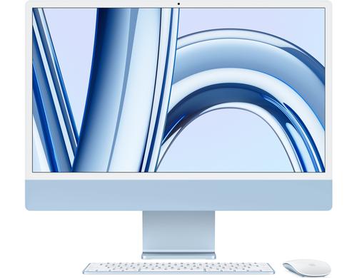 24 iMac (M3, 2 Ports), 8C/8C, Blau 8GB, 256GB, Ohne GbE, MM, MK, CH