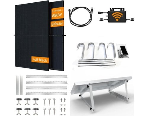 Technaxx Solar Balkonkraftwerk 600W TX-355 HMS-600,2x 440 W Modul, 2x Halterung, K 5m