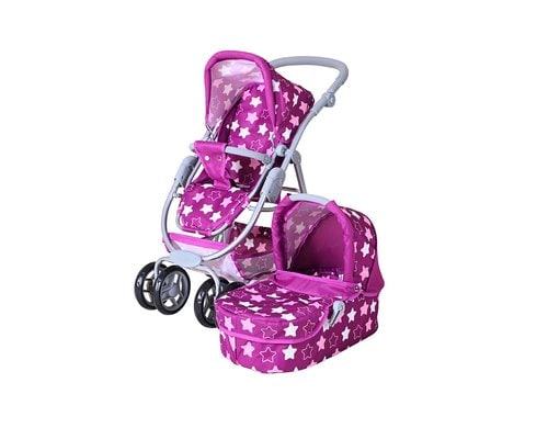 Puppenwagen Coco star dark pink