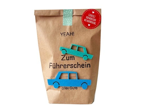 Mitbringsel Wundertüte Führerschein 14x22 cm diverse Inhalte