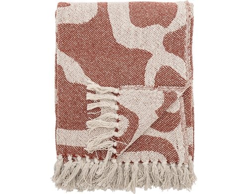 Bloomingville Wohndecke Salobre, 160x130 cm (LxB), Recycelte Baumwolle, Braun-Weiss