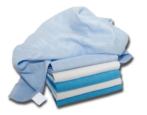 Makian Mulltücher 70x70cm 6er Pack, Blau & Weiss uni